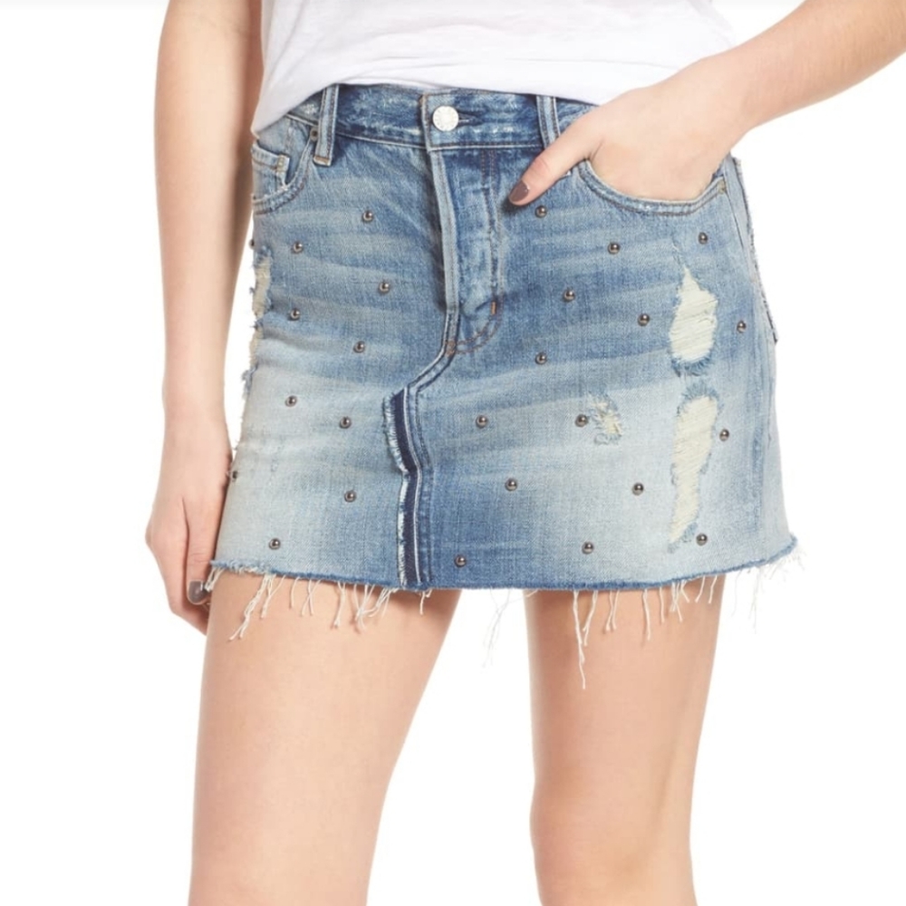 NWT RAILS Wynonna Studded Cutoff Denim Miniskirt, Size 31